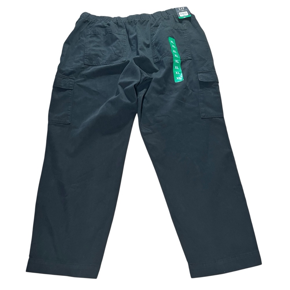 GAP Twill Cargo Pants Black Size XL Pull On Elastic Waist Casual Pockets NWT - Picture 3 of 15